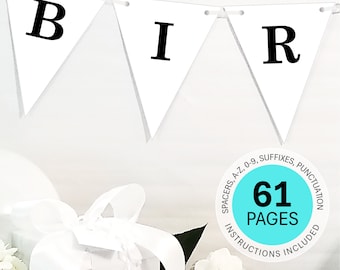 Happy Birthday Banner Template, Custom Birthday Banners, Personalized Name Banner, Pennant Banner, Birthday Bunting Banner Alphabet DOWNLOAD