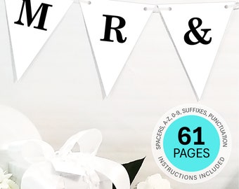 Wedding Banner Template, White Bunting Banner Wedding Template, Custom Banner Wedding Decoration, Personalized Banner Wedding Decor DOWNLOAD