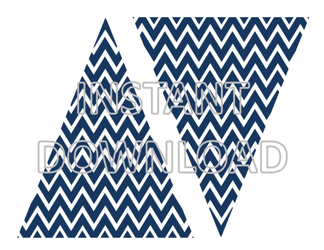 Dark Navy Blue Chevron Banner Printable DIY Custom Banner | Etsy