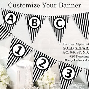 Black White Stripe Banner Printable, DIY Custom Banner, Bunting Banner Printable, Printable Party Decor, Instant Download image 3