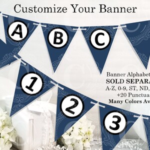 Dark Navy Blue Banner Printable, DIY Custom Banner, Dark Navy Bunting Banner Printable, Printable Party Decor, Instant Download image 3