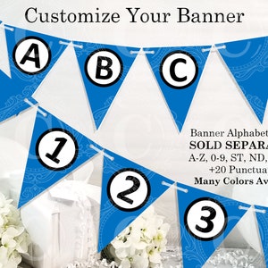 Blue Banner Pennants, Blue Garland, PDF Printables, DIY Party Decorations by Cameo Party Designs image 3