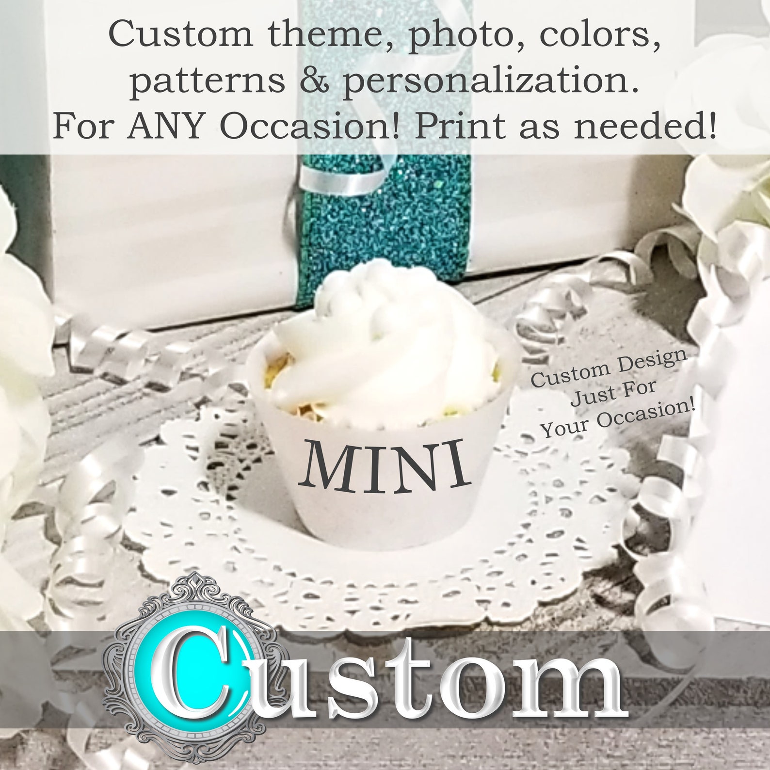 Custom Mini Cupcake Wrappers Printable Cupcake Wrappers Etsy
