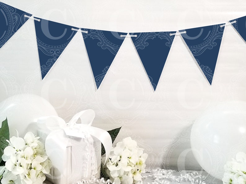 Dark Navy Blue Banner Printable, DIY Custom Banner, Dark Navy Bunting Banner Printable, Printable Party Decor, Instant Download image 2