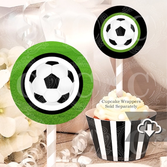 Soccer Cupcake Toppers Printable Sports Party Decor Instant