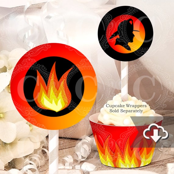 Firefighter Cupcake Toppers Printable Adult Party Decor Instant