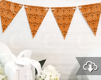 Orange Bandana Banner Printable, Bandanna Banner, DIY Custom Banner,Farm Party Decor, Country Western Banner, Printable Party Decor