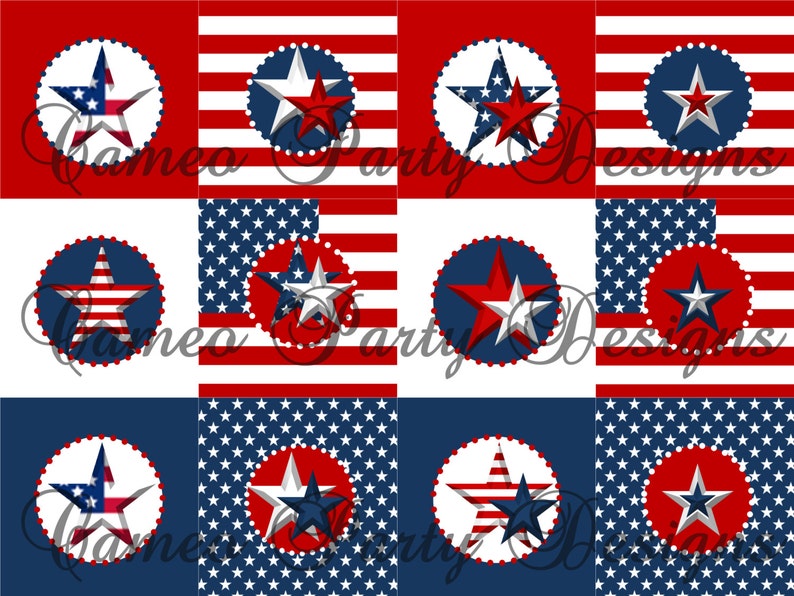 Patriotic Cupcake Toppers Printable Holiday Party Decor - Etsy