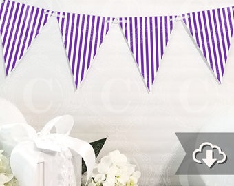 Purple Banner Pennants, Purple Garland, PDF Printables, DIY Party Decorations by Cameo Party Designs