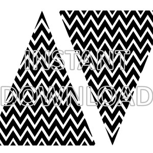 Black Chevron Banner Printable, DIY Custom Banner, Chevron Bunting Banner Printable, Printable Party Decor, Instant Download image 4