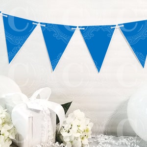 Blue Banner Pennants, Blue Garland, PDF Printables, DIY Party Decorations by Cameo Party Designs image 2