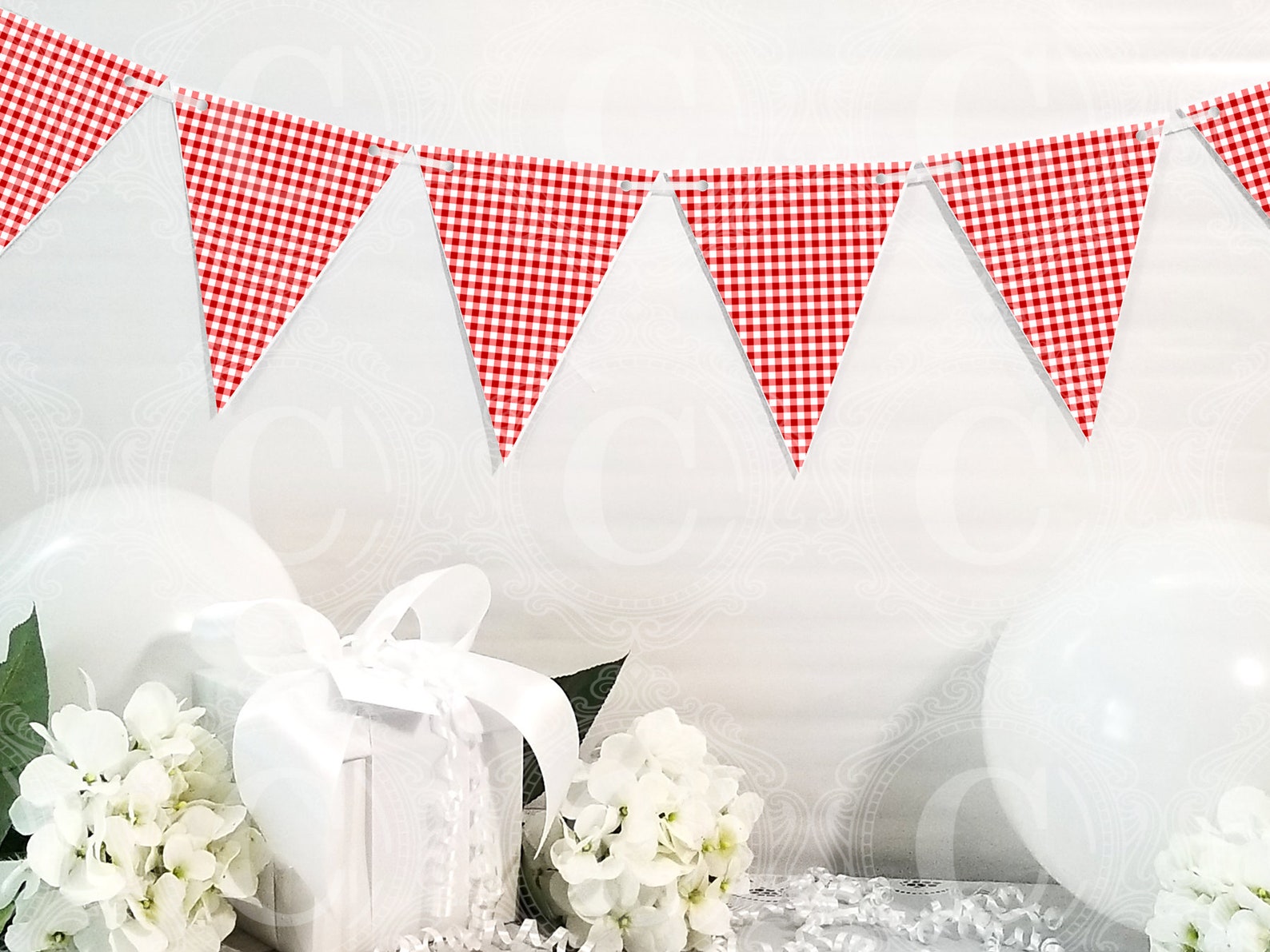Crimson Red Gingham Banner Printable DIY Custom Banner - Etsy