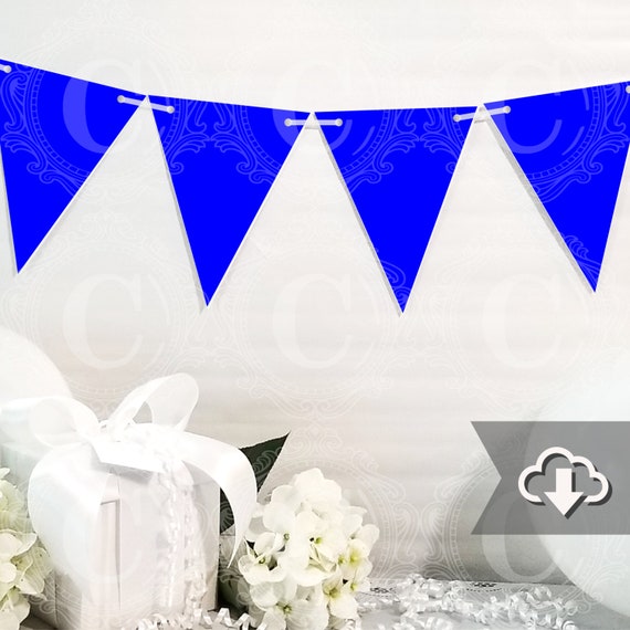 Royal Blue Banner Printable, DIY Custom Banner, Solid Blue Bunting Banner Printable, Printable