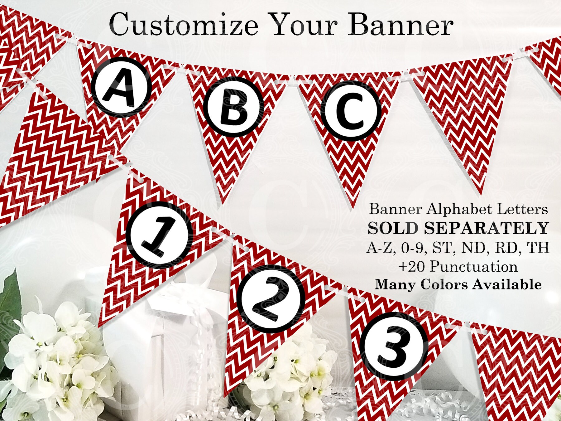 Burgundy Red Chevron Banner Printable DIY Custom Banner | Etsy