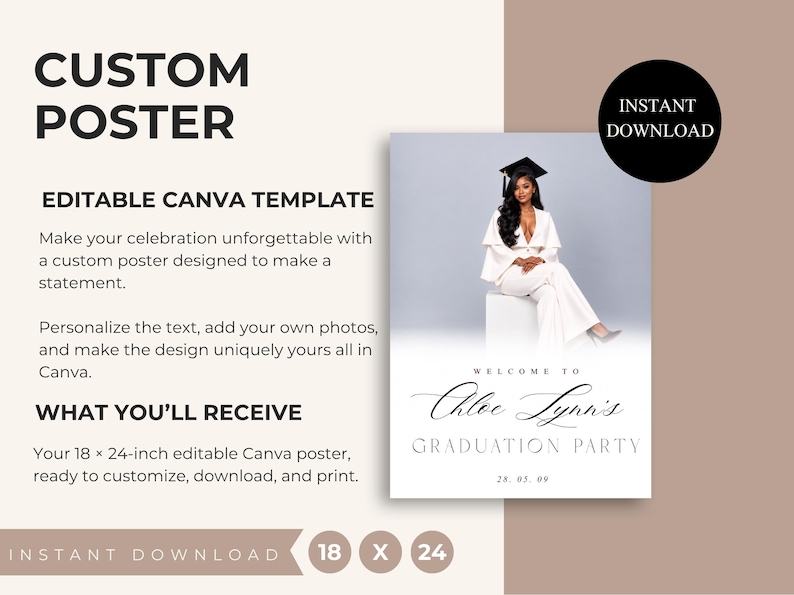 Graduation Poster Template, Editable Senior Graduation Sign, Canva ...