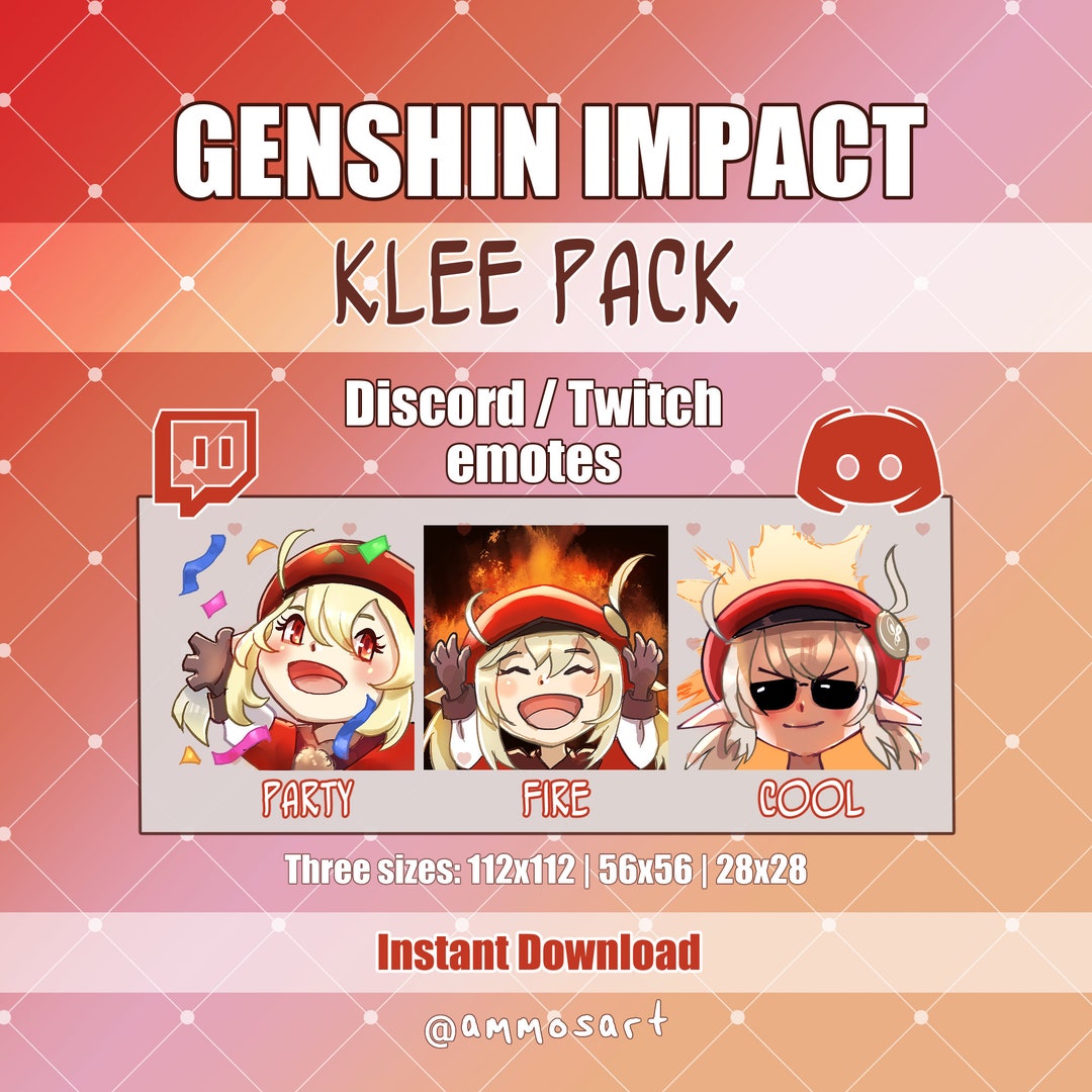 Genshin Impact Klee Pack Twitch Discord Emotes - Etsy