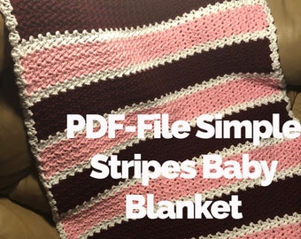 PDF-File for Crochet PATTERN, Simple Stripes Baby Blanket
