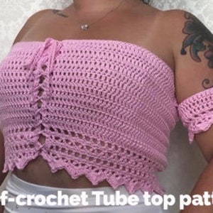 PDF Crochet Pattern- Tube Top with sleeves- Tube Top sizes XS-3XL