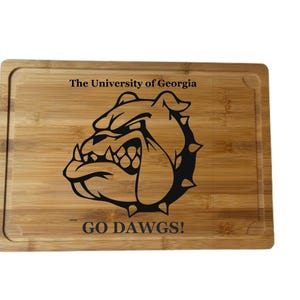 UGA University of Georgia Football GO DAWGS Cutting Board with Bulldog Face -- Charcuterie Board, Cheese Board, Hot Pad