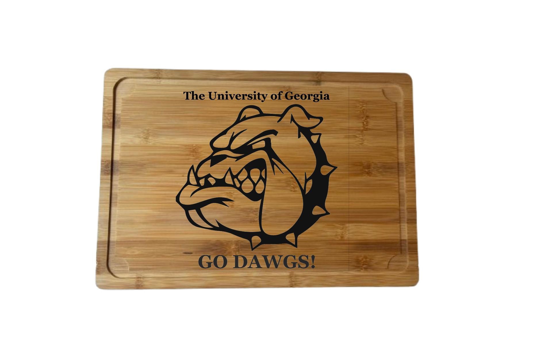 UGA University of Georgia Football GO DAWGS Cutting Board with Bulldog Face -- Charcuterie Board, Cheese Board, Hot Pad