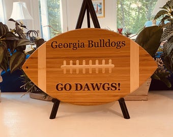 University of Georgia Football GO DAWGS! Football Shaped Cutting Board, Charcuterie Board, Cheese Board