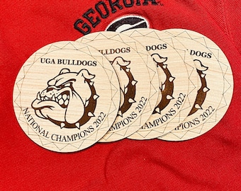 Georgia Bulldogs 2022 National Championship Winners Coasters, Christmas Ornament Tag Hanger Pendent