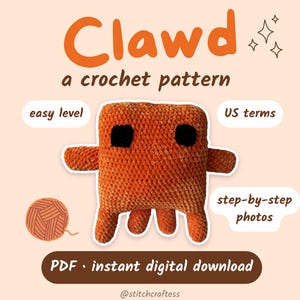 Modèle de crochet amigurumi Clawd : Peluche mascotte Claude Code (PDF, téléchargement numérique)