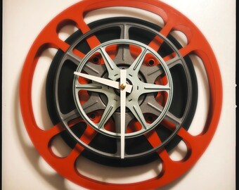 Burnt Orange Wall Clock Film Reel Decor Unique Movie Lover Etsy