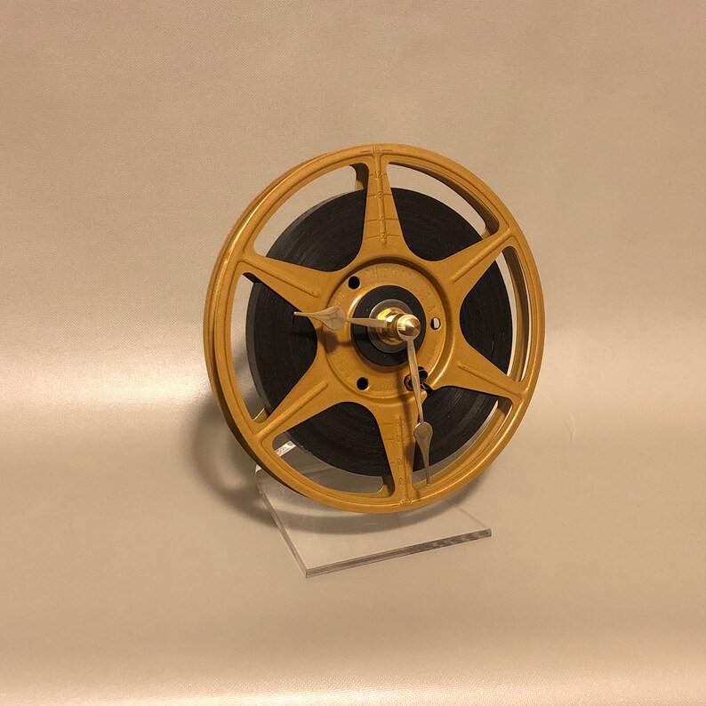 Gold Film Reel Desk Clock Movie Memorabilia Mid Century Etsy