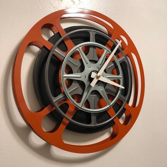 Film Reel Wall Clock Movie Theater Decor Movie Reel Wall Etsy