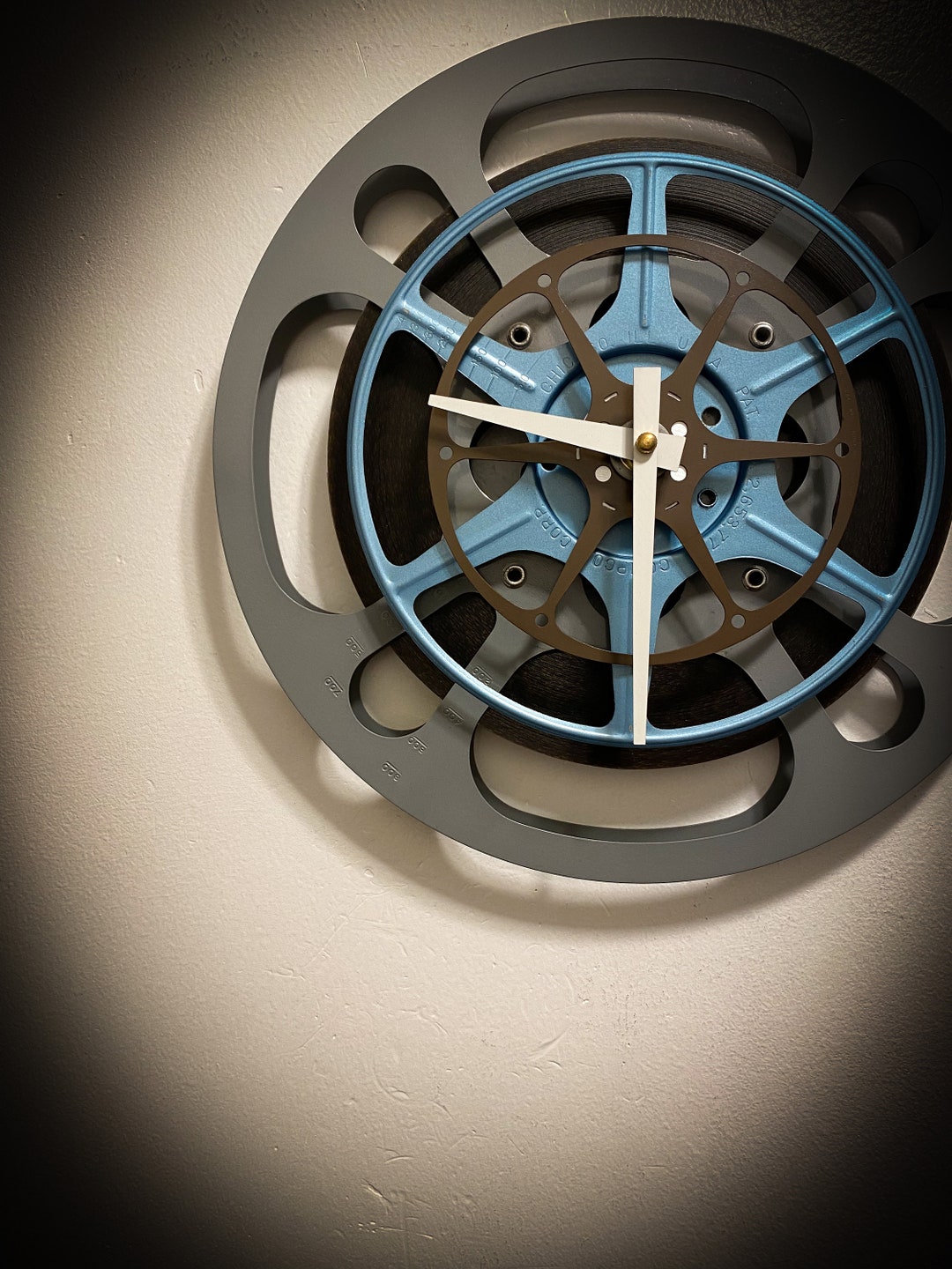 Gray Film Reel Wall Clock Home Theater Decor Movie Etsy