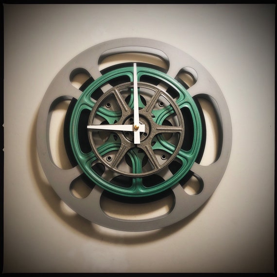 Film Reel Wall Clock Movie Theater Decor Mid Century Modern Etsy