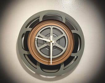 Film Reel Wall Clock, Filmmaker Gift, Casting Gift, Movie Director Thank You Gift, Home Theater Decor, Media Room Wall Art