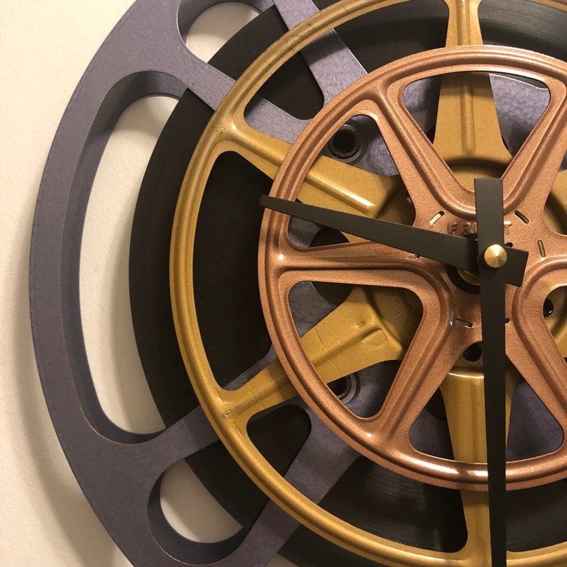 Purple Film Reel Wall Clock Media Room Decor Home Theater