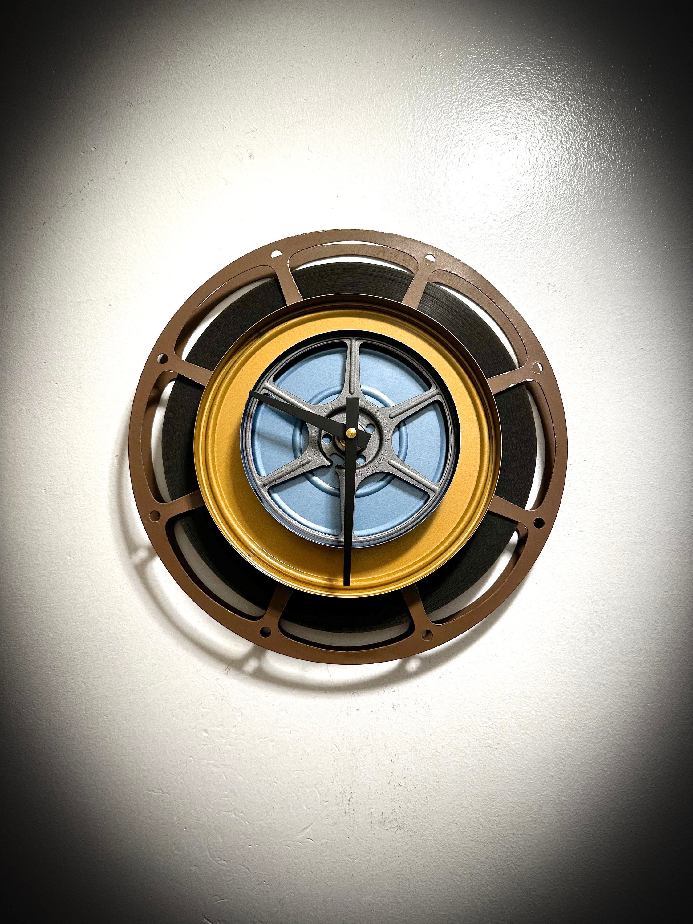 Film Reel Wall Clock, Film Student Graduation Gift, Vintage Cinema Movie Memorabilia, Home Theater Decor, Media Room Wall Art