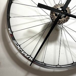 Recycled Dura Ace Bike Wheel Clock, Gift For Cyclist, Bicycle Industrial Decor, Triathlete Award, BMX Cycling Gift image 3