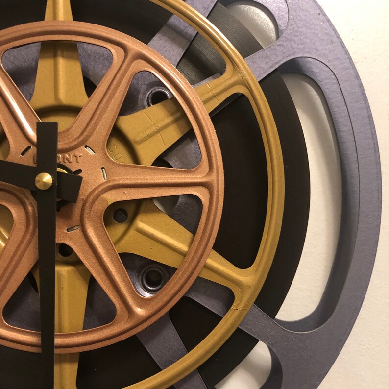 Purple Film Reel Wall Clock Media Room Decor Home Theater