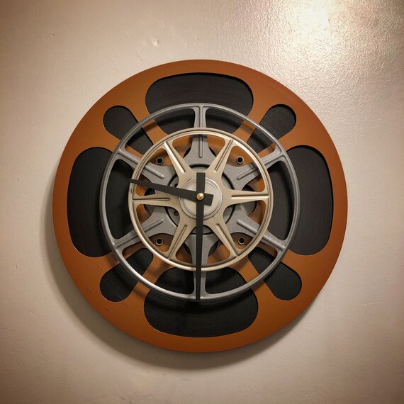Burnt Orange Wall Clock Film Reel Decor Unique Movie Lover Etsy