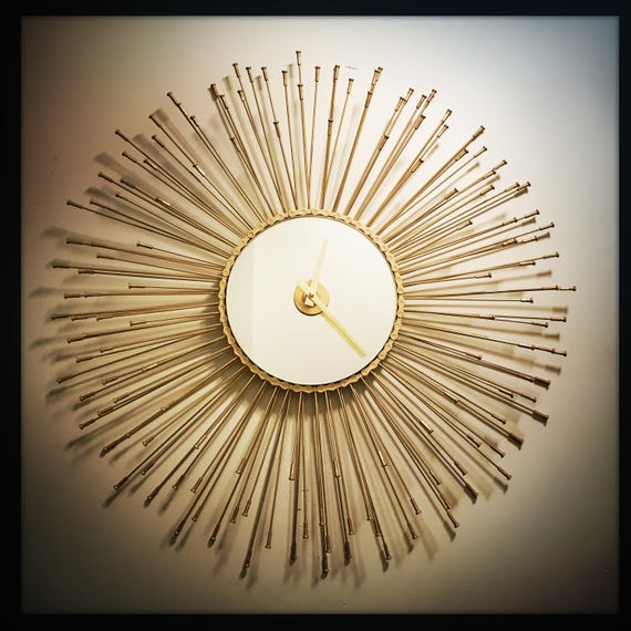 Gold Sunburst Wall Clock Unique Cycling Gift For Men Mid