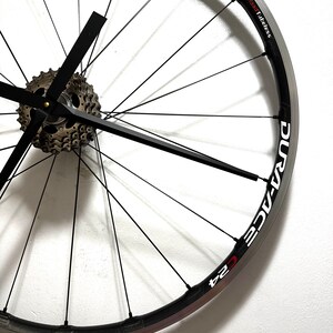 Recycled Dura Ace Bike Wheel Clock, Gift For Cyclist, Bicycle Industrial Decor, Triathlete Award, BMX Cycling Gift image 4