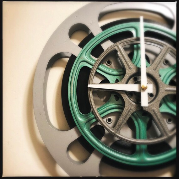Film Reel Wall Clock Movie Theater Decor Mid Century Modern Etsy