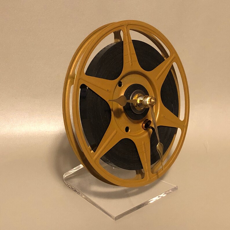 Gold Film Reel Desk Clock Movie Memorabilia Mid Century Etsy