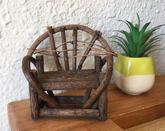 Mini Handmade Wooden Bench // Fairy Furniture // Dollhouse Chair Garden Bench