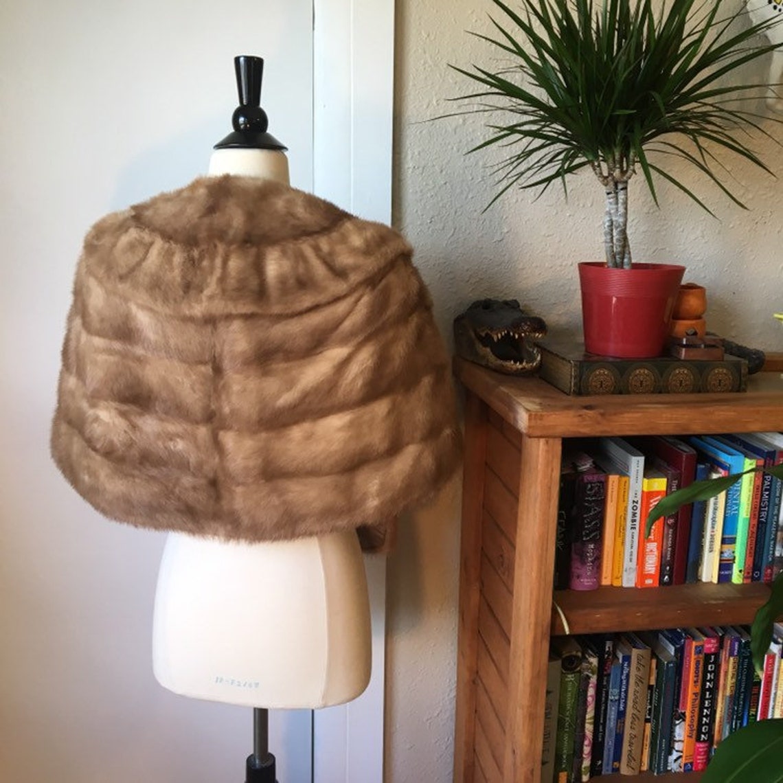 Vtg Mink Stole Tan Real Mink Stole Vintage 1970s From Hilltop Etsy