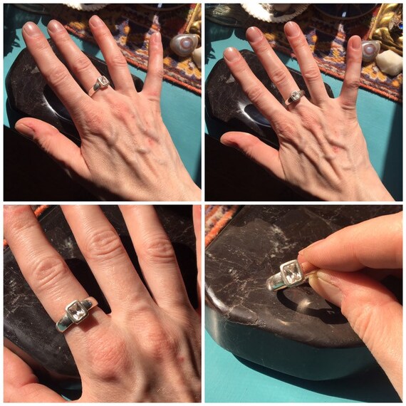 Silver Diamond Wedding Ring // .925 Silver Crysta… - image 7