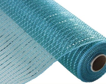 Teal deco Mesh 10"X10yd Wide foil mesh Wreath making.