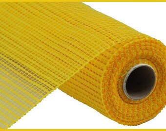 Sun yellow deco mesh, 10" x 10yd Horizontal Wide Stripe Mesh.