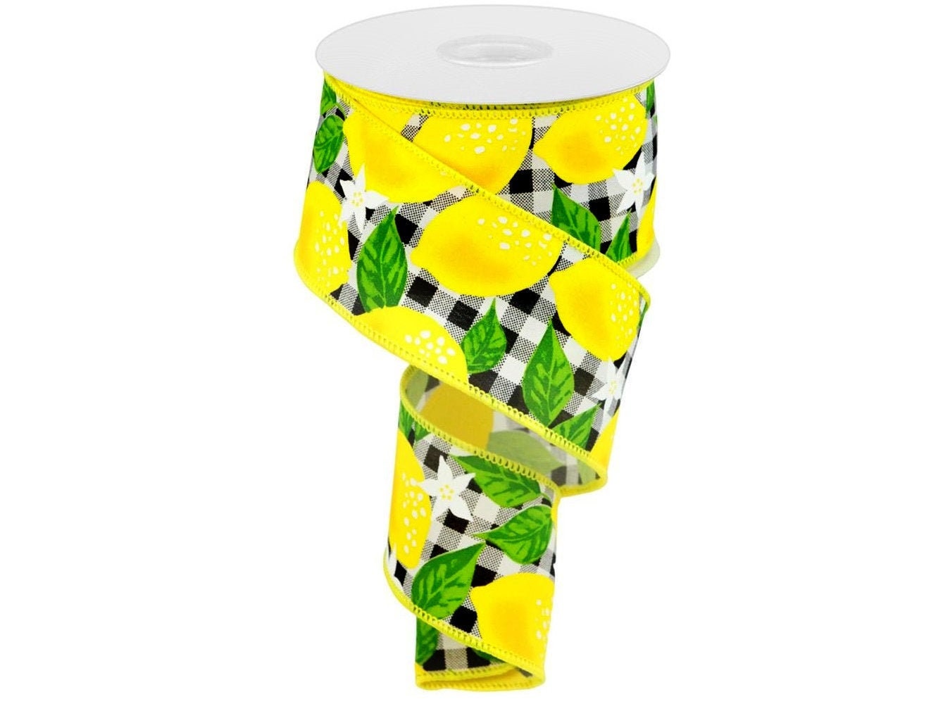Wired Lemon Check Ribbon, 2.5