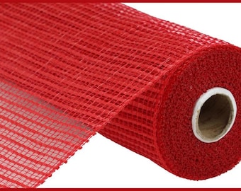 Red deco mesh, 10" x 10yd Horizontal Wide Stripe Mesh.