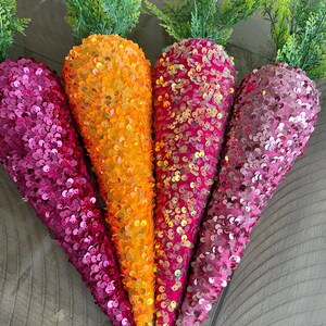 Velvet carrots, choose your colors. Sequin carrots, Easter decor, wreath attachment. image 6